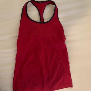Lululemon Red Seamless Racerback Tank w/ Navy Trim
